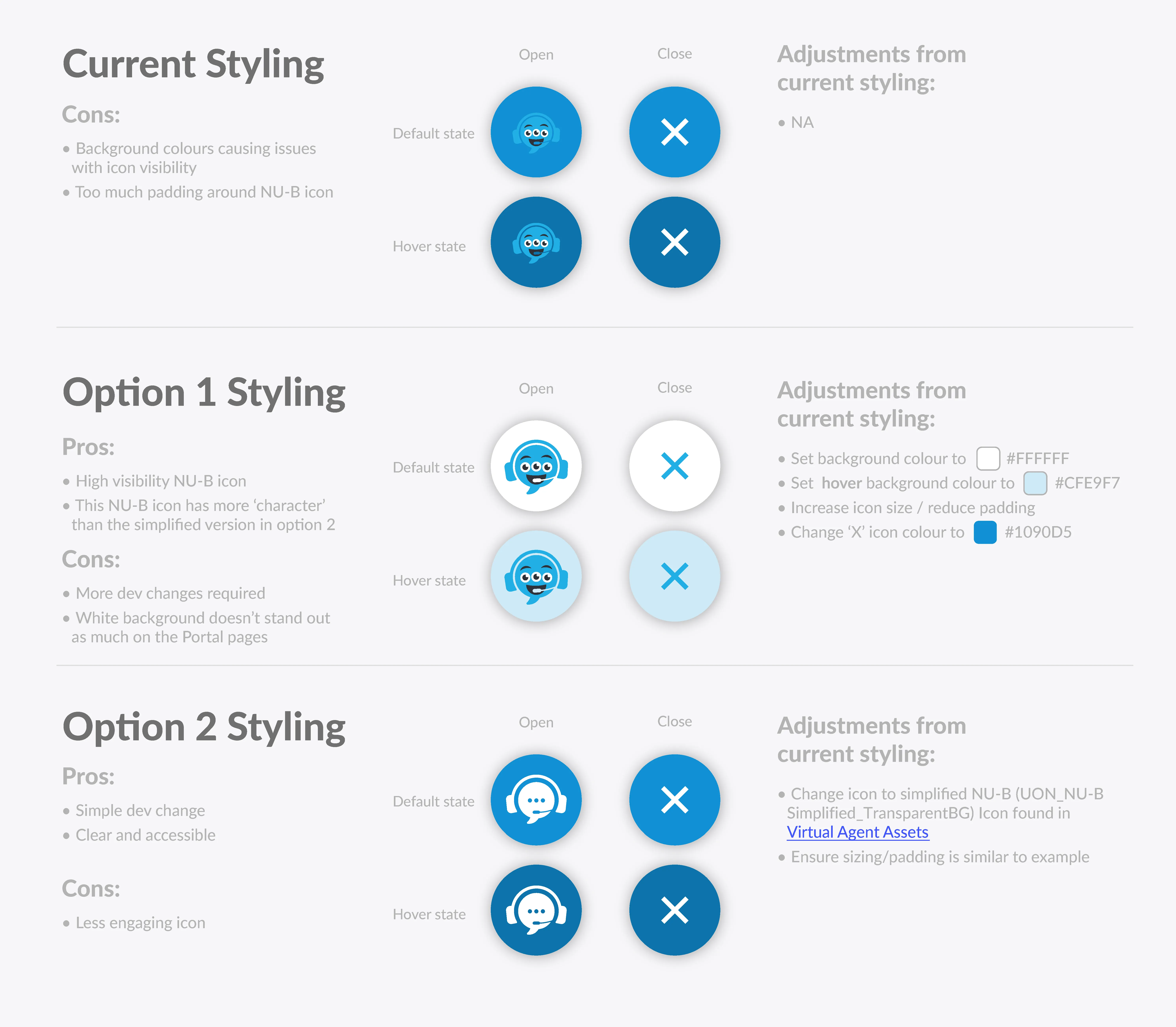VIRTUAL AGENT ICON ADJUSTMENTS